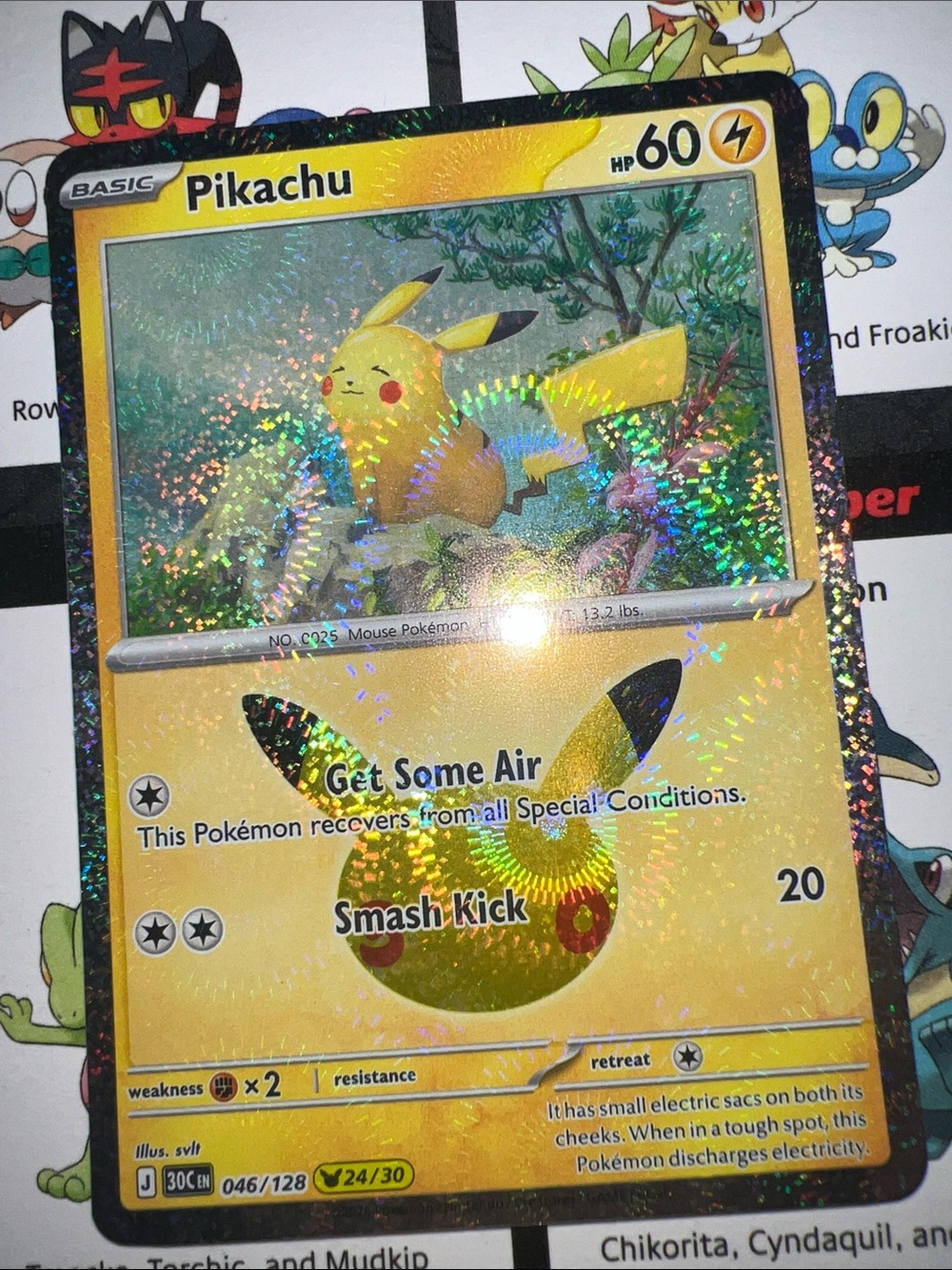 Pokemon Pikachu Holographic Card - Yellow, Black